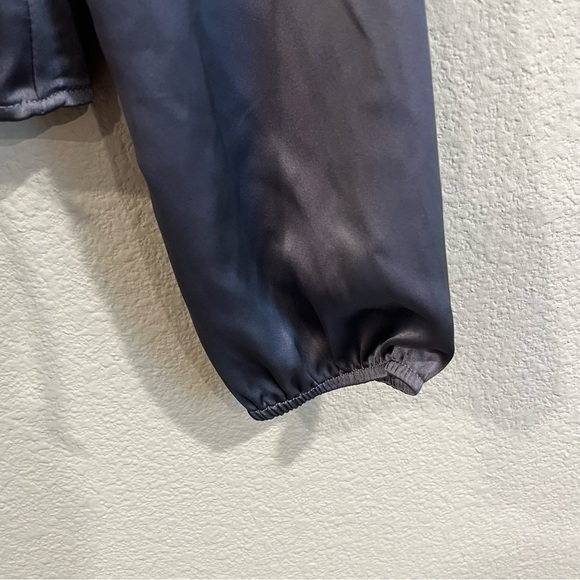 SOJURN purple gray sun h tie front long sleeve satin like crop top size small - Picture 2 of 7